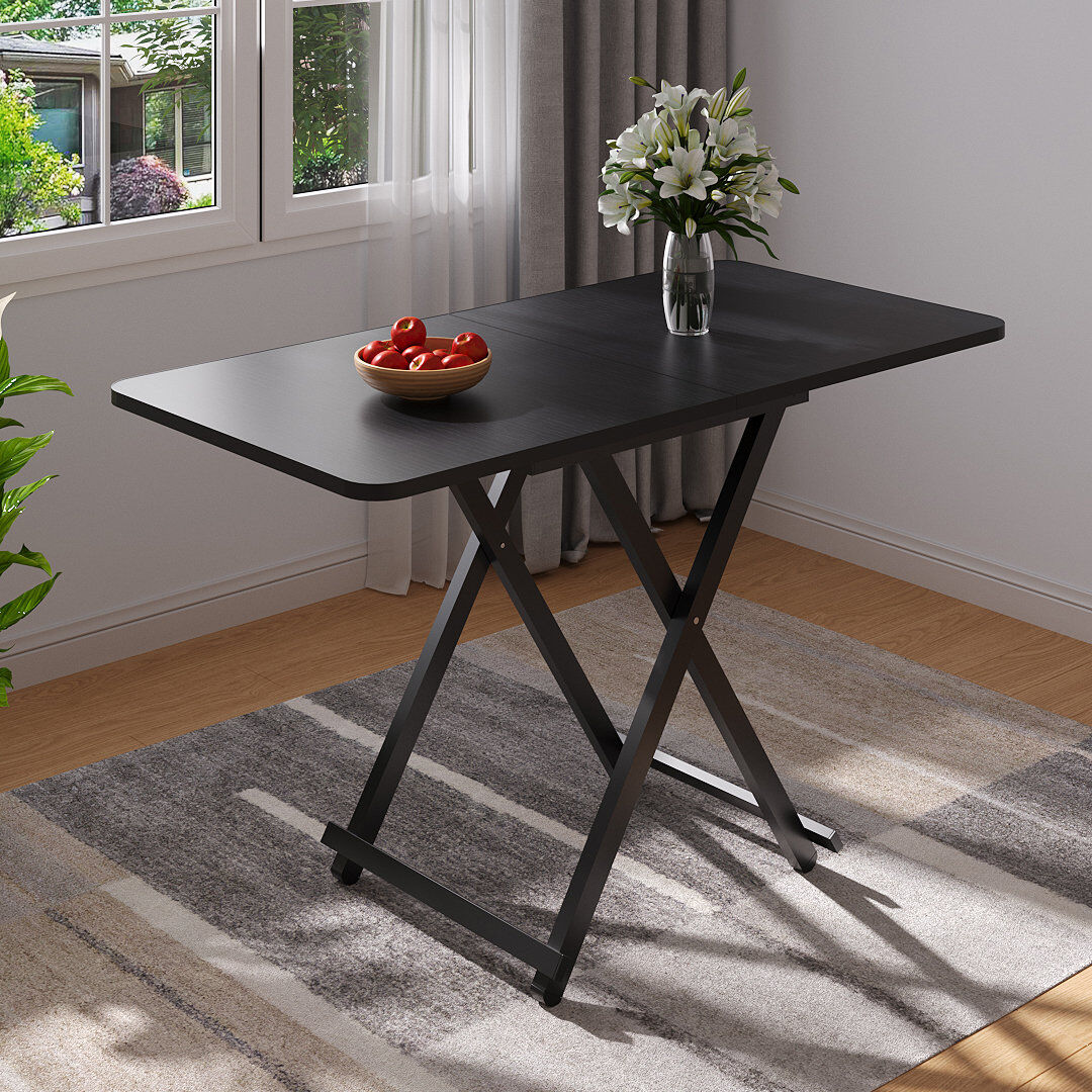 17 Stories Foldable Rectangular Dining Table Black
