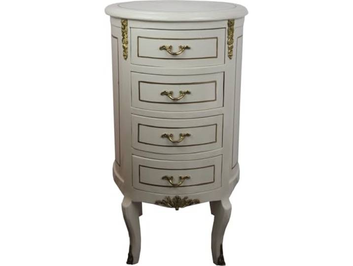 Casa Padrino Barock Kommode Rund Antik Stil Creme Weiß/Gold 42 x H 77.5 cm - Barock Möbel