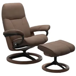 Stressless Sessel mit Hocker Consul Signature Leder Braun Batick Mole L (Large)