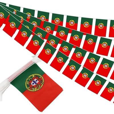 Wimpelkette mit portugiesischen Flaggen für Fußball-Weltmeisterschaftsspiele (50 Flaggen), 14 Meter lange Mini-Wimpelkette mit portugiesischen Flaggen für Dekorationen im Landesstil, Schulen, Partys und Sportveranstaltungen