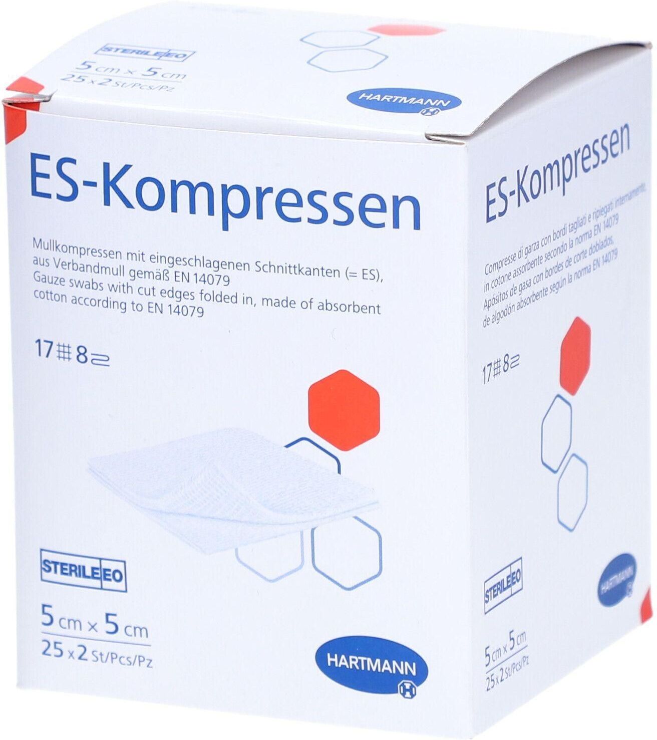 ES Kompressen Es-Kompressen steril 5x5 cm 8fach x4 4x25x2 St Kompressen