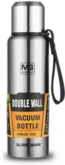 Multicon Wholesale Hub Large Capacity Vacuum Flask, Insulated Tumbler With Rope, Stainless Steel Thermos Bottle For Tea, Drinks silver