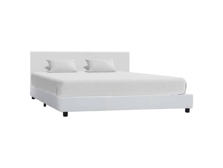 CHIC Lit adulte 2 places - 140x200 cm Structure/Cadre de lit blanc similicuir 140x200 cm #Sara36988