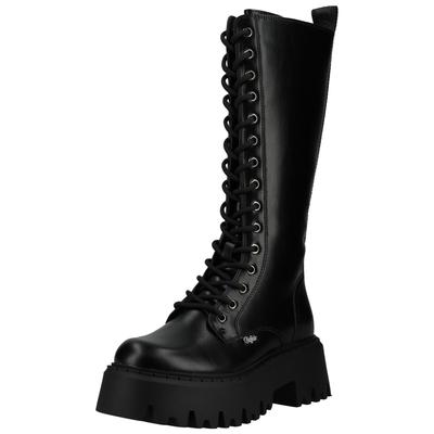 Schnürstiefel BUFFALO "Buffalo Stiefel Lederimitat", Damen, Gr. 40, schwarz, schwarz, Lederimitat, Schuhe Schnürstiefel
