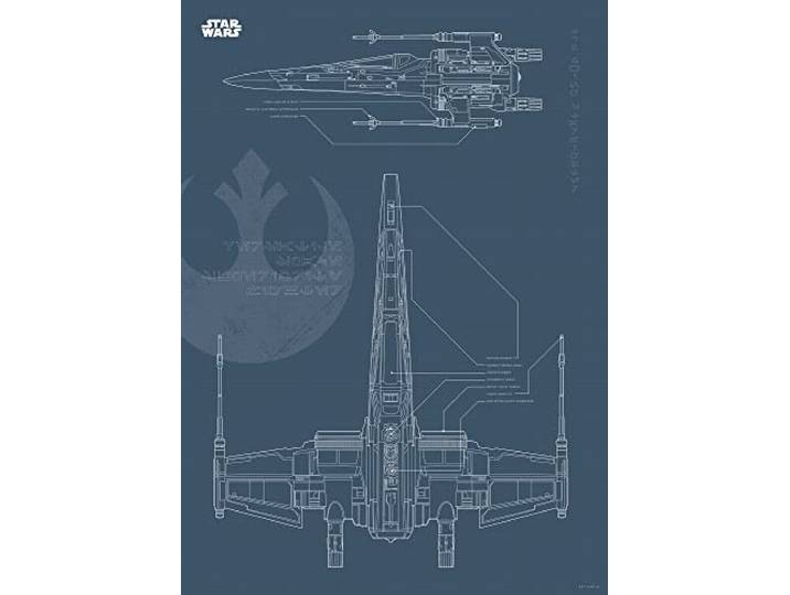 Komar Star Wars Blueprint X-Wing - Größe: 50 x 70 cm, Wandbild, Poster, Kunstdruck (ohne Rahmen)