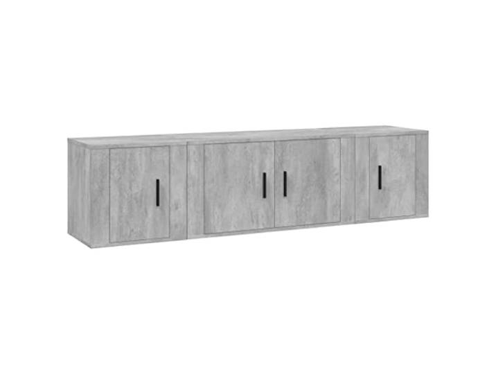 Roanoer TV-Schrank Set 3-TLG Betongrau Hängendes Lowboard Holzwerkstoff 3-teiliges hängendes Fernsehschrank-Set in Betongrau aus Holzwerkstoff mit Türen für Wohnzimmer und Schlafzimmer.