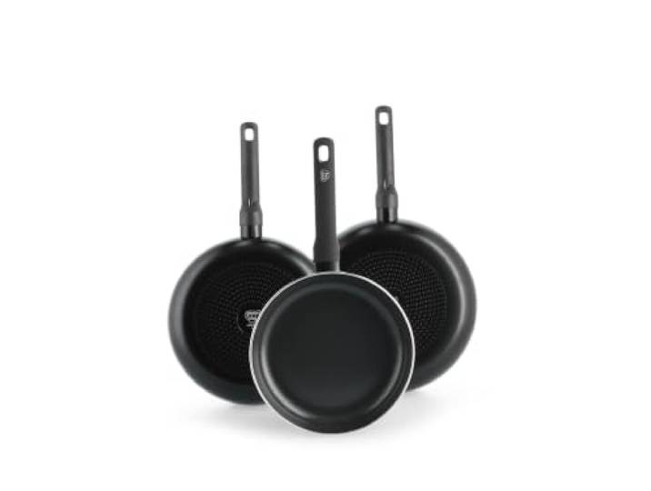 GreenChef Tones Pfannenset 3-teilig, 24/28/30 cm, Keramik-Antihaft Induktionsgeeignet, spülmaschinengeeignet und ofenfest, Schwarz