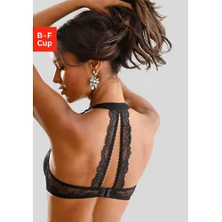 Neckholder-BH LASCANA, Damen, Gr. 70, Cup C, schwarz, Spitze, Obermaterial: 91% Polyamid, 9% Elasthan, BHs BH Spitzenwäsche Spitzen-BH Bügel-BH Neckholder-BH, Dessous mit softem Neckholder und Spitzenrücken, sexy Dessous