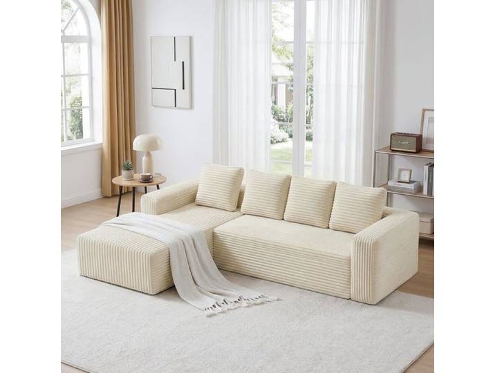 Sapgaks Canapé d'angle modulaire 4 places en L sans assemblage beige