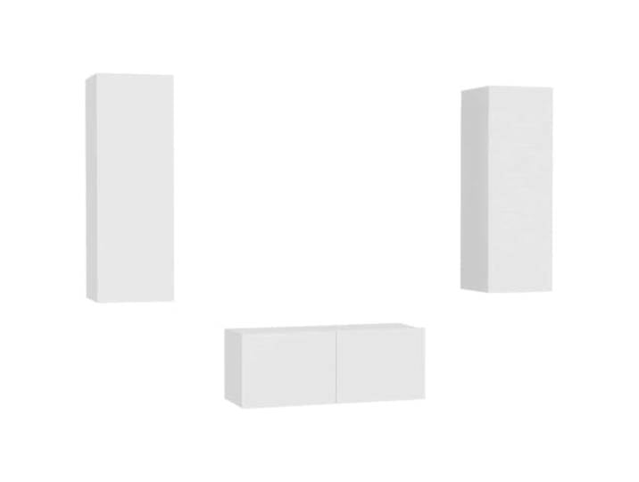 GHVBNMF 3-TLG. TV-Schrank-Set Wandmontiert Weiß Holzwerkstoff Dreiteiliges Hängeboard-Set für Wohnzimmer und Schlafzimmer mit reichlich Staufächern aus pflegeleichtem Material.