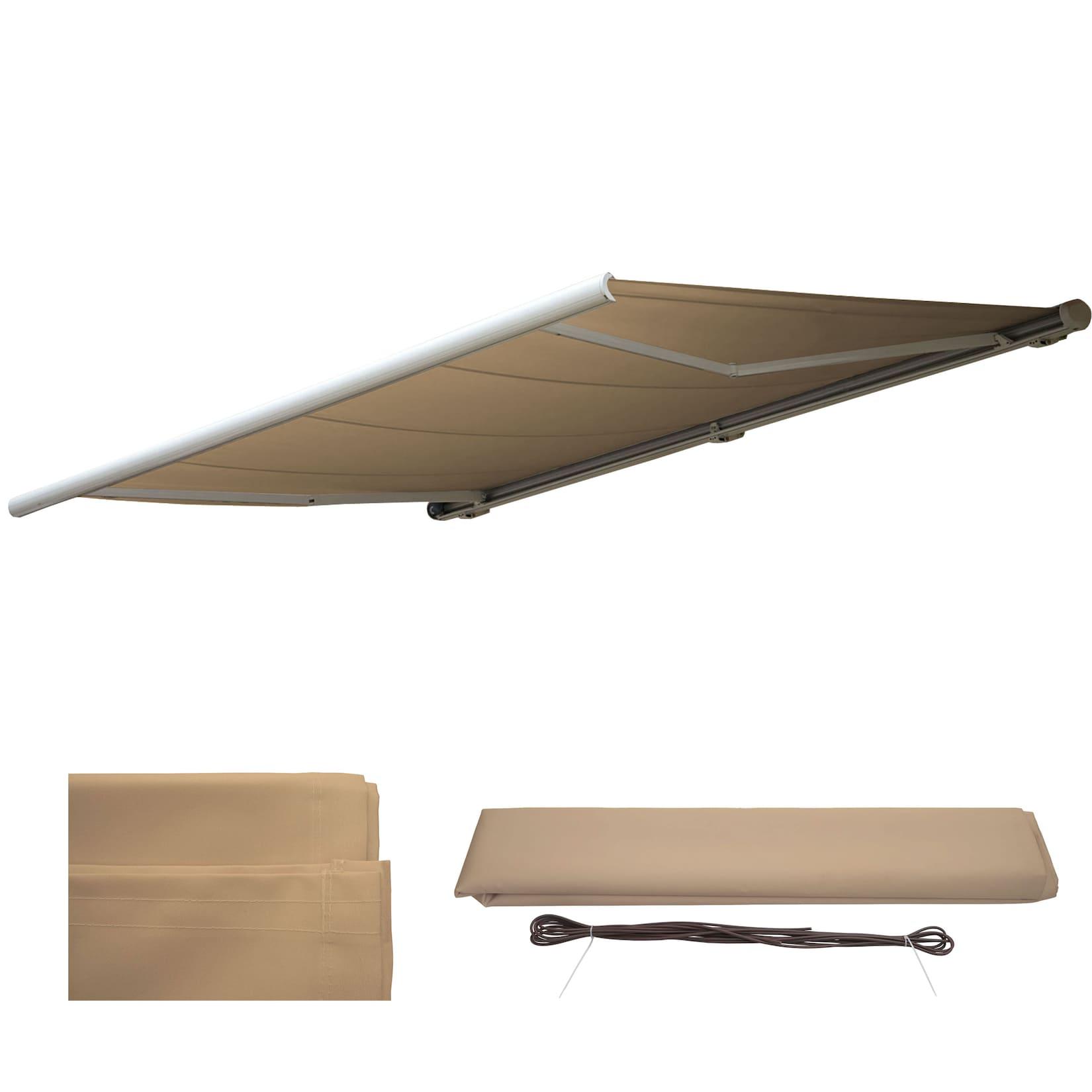 Ersatz-Bezug für Markise H123, Vollkassette Ersatzbezug Sonnenschutz 4,5x3m ~ Polyester creme