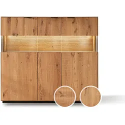 Massivholz »Lugano« Highboard III Hobelschlag Front / Rückwand Spiegel