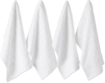 DII Solid Honey Gold Windowpane Terry Dishtowel 4 Piece