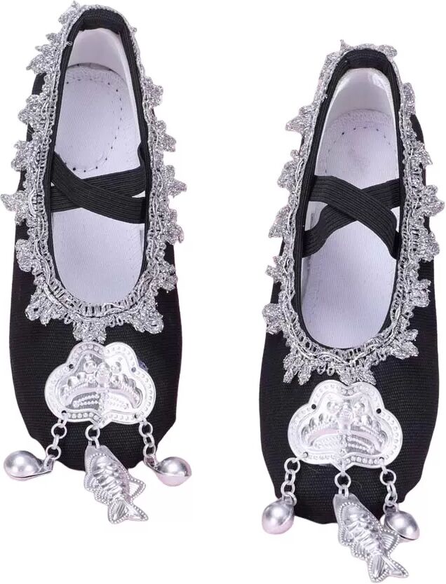 INF Chaussures de danse ethnique en toile noire avec talon moyen - Confort et style