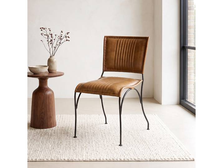 Chaise vintage en cuir brun - Cosy