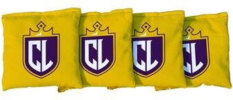 Skip's Garage California Lutheran Kingsmen Yellow Logo Design Cornhole Bags