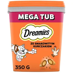 DREAMIES Mega Box 350 g - Ergänzungsfuttermittel für ausgewachsene Katzen, mit leckerem Huhn