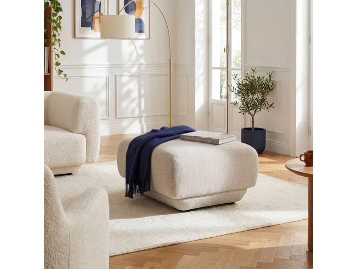 HABITAT - Repose-pieds en tissu texturé - Beige vanille - Design by Federica Francini - Austin