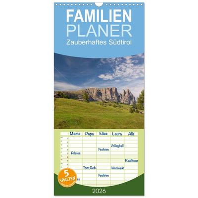 Familienplaner 2026 - Zauberhaftes Südtirol mit 5 Spalten (Wandkalender, 21 x 45 cm) CALVENDO
