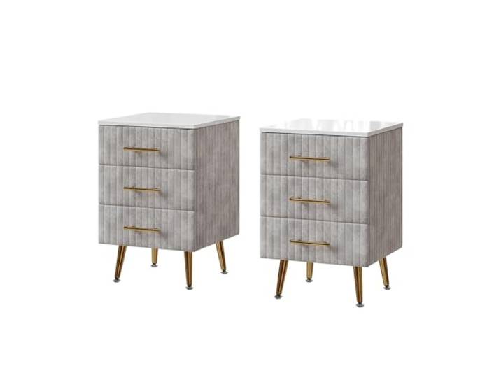 Vicco Nachttisch Velia , Grau 41 x 62 cm 2er Set, zur Ablage von Alltagsgegenständen im Schlafzimmer
