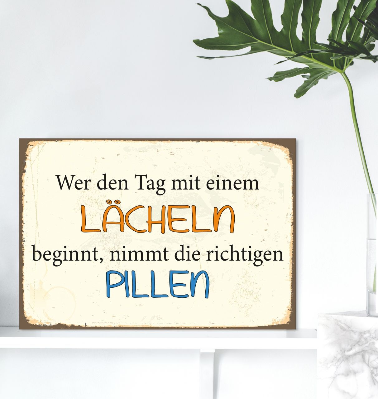 Metallbild QUEENCE "Lächeln", schwarz (farbe bild(er): schwarz), B:30cm H:20cm, Metall, Stahl, Bilder, Metallbild, Stahlschild, Blechschild, Sprüche, Texte, witzig farbe bild(er): schwarz B/H/T: 30cm x 20cm, Metallbild Motivationsbilder Schriftzug Sprüche