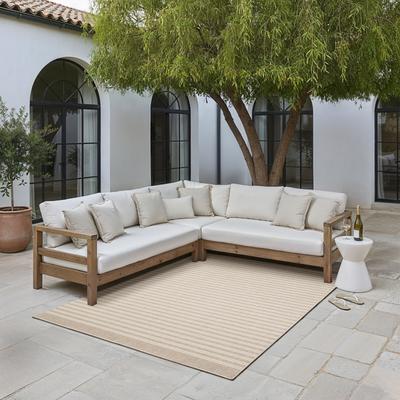ROW Zarina Modern Linear Pinstripe Beige / Ivory Indoor/Outdoor Area Rug