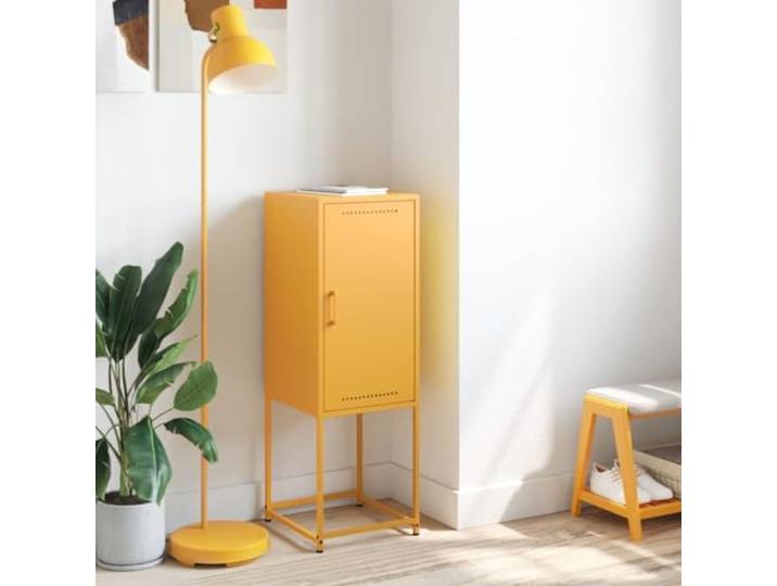 KTHLBRH Sideboard Sideboard, Senfgelb, 36 x 39 x 107 cm, Stahl 2 Fächer, Industrie-Stil, einfache Reinigung, praktische Tür, inklusive Wandbefestigung