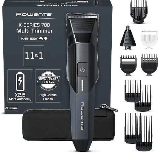 Cortapelos - Rowenta TN9610, Recortadora 11 en 1, Autonomía de 270 min, Cuchillas acero inox, 7500 RMP, Gran precisión, Multiples accesorios, Negro