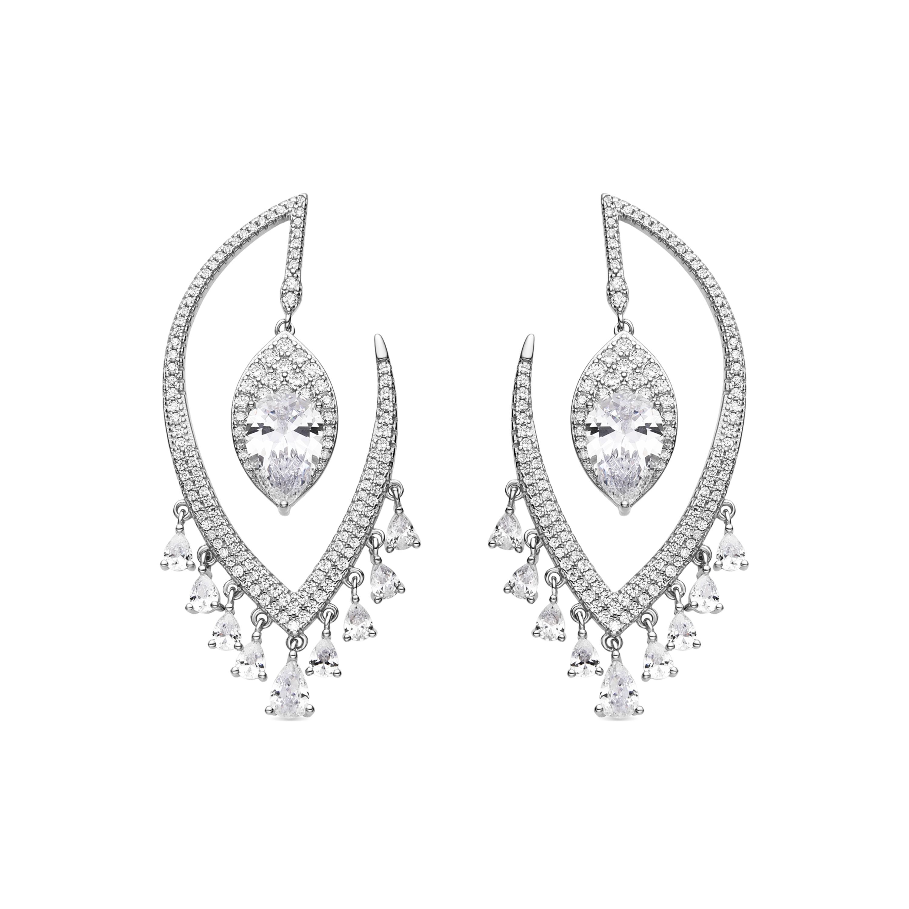 Luxenter Ohrringe aus 925er Sterlingsilber mit funkelnden Zirkonia-Steinen, rhodiniert – Hakku