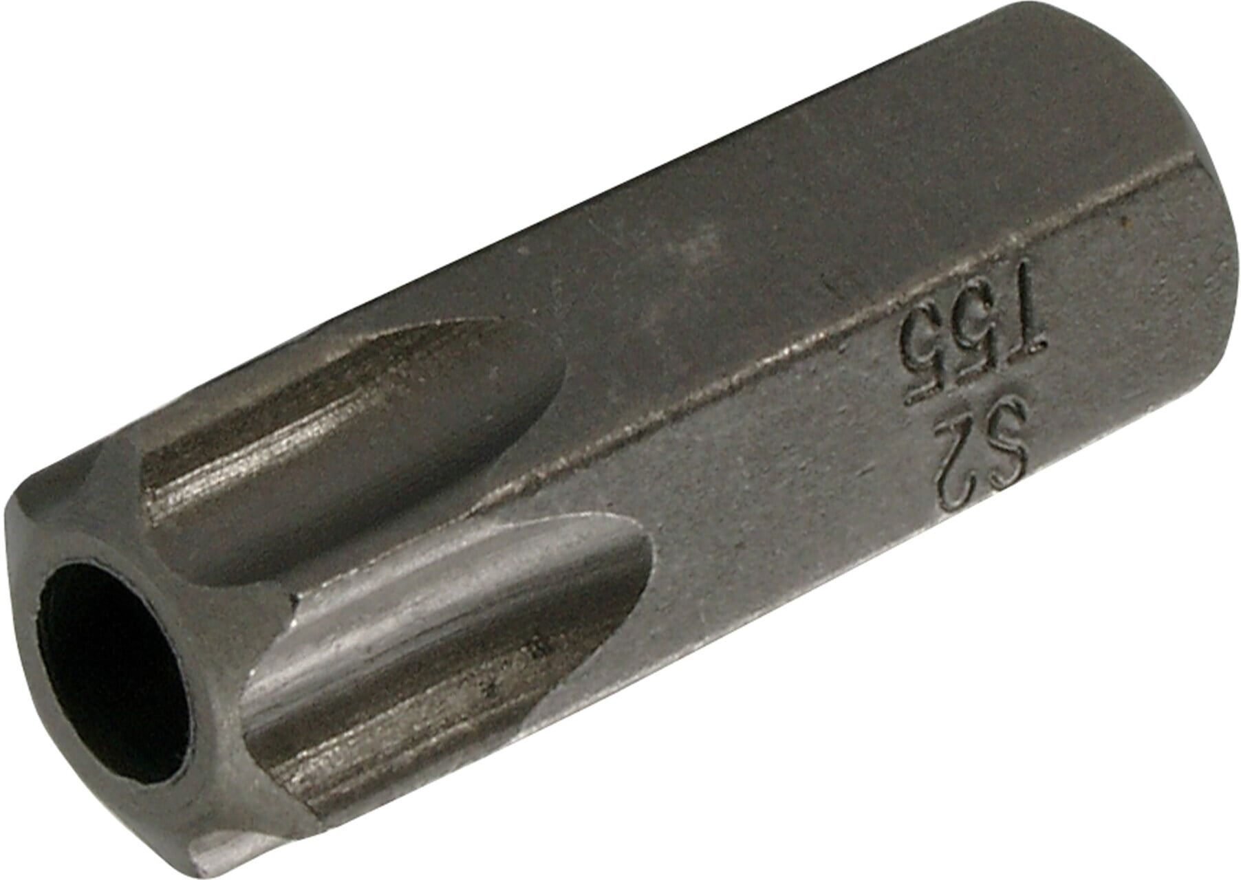 BGS Bit 4655, Länge 30 mm, Antrieb Außensechskant 10 mm (3/8"), T-Profil (für TX) mit Bohrung T55 ; BGS technic)
