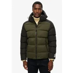 Superdry für Herren. M5011903A Gesteppte Kapuzenjacke schwarz, grün (XL), Lässig, Recyceltes Polyester, Nachhaltig