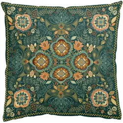 DEKOKISSEN Detailliertes Boho Muster in Grün 40/40 cm