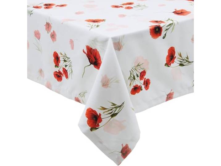 Erwin Müller Tischdecke, Tischwäsche Mohnblume Blume rot Größe 130x170 cm - robuste, strapazierfähige Qualität