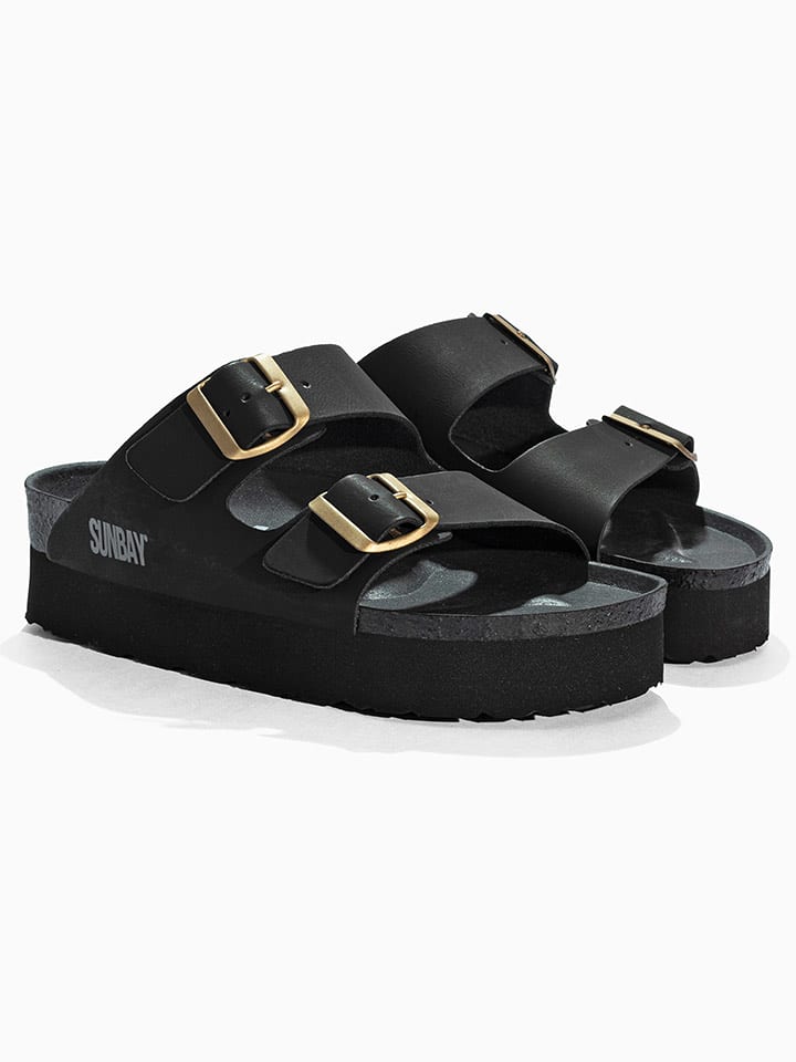 Sunbay Pantoletten "Edelweiß" in Schwarz - 38