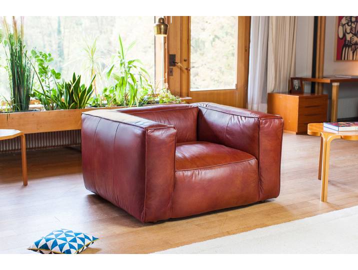 Fauteuil en cuir acajou Krieger