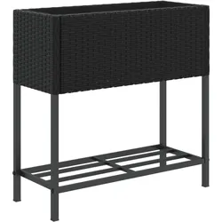 Helloshop26 - Hochbeet-Pflanzkasten für Pflanzen Blumen Terrasse Garten mit Ablage schwarzes Kunstharzgewebe 02_0038418