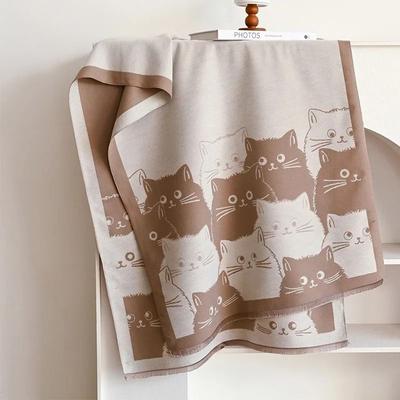 Uplifted Finds 2024 Fashion Cute Cat Jacquard Pashmina   Premium Cashmere Winter Warmth Shawl & Coldproof Blanket System khaki