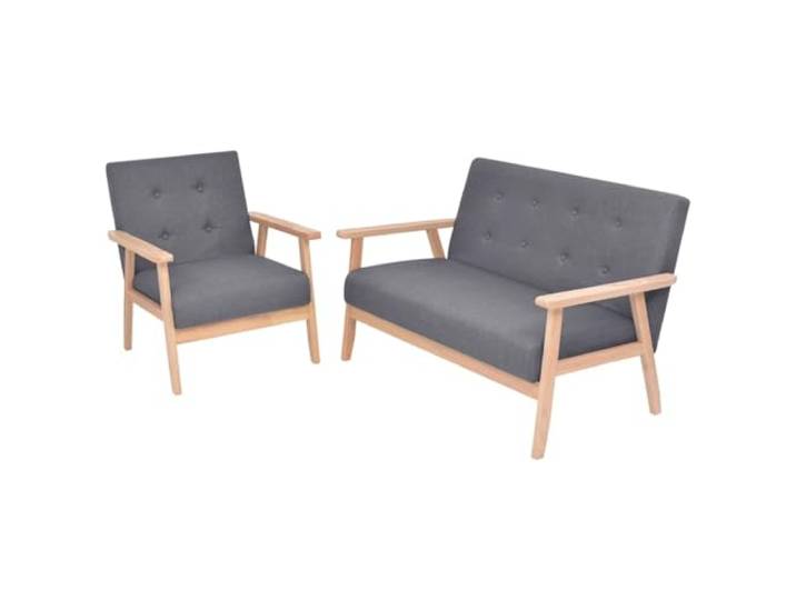 HEFZGDB Skandinavisches Sofa-Set 2-TLG. Dunkelgrau Stoffgarnitur mit Massivholzrahmen und Polyesterbezug - Bequemes Wohnzimmer Sitzmöbel für Entspannung und Gespräche - Stabiles Sofa