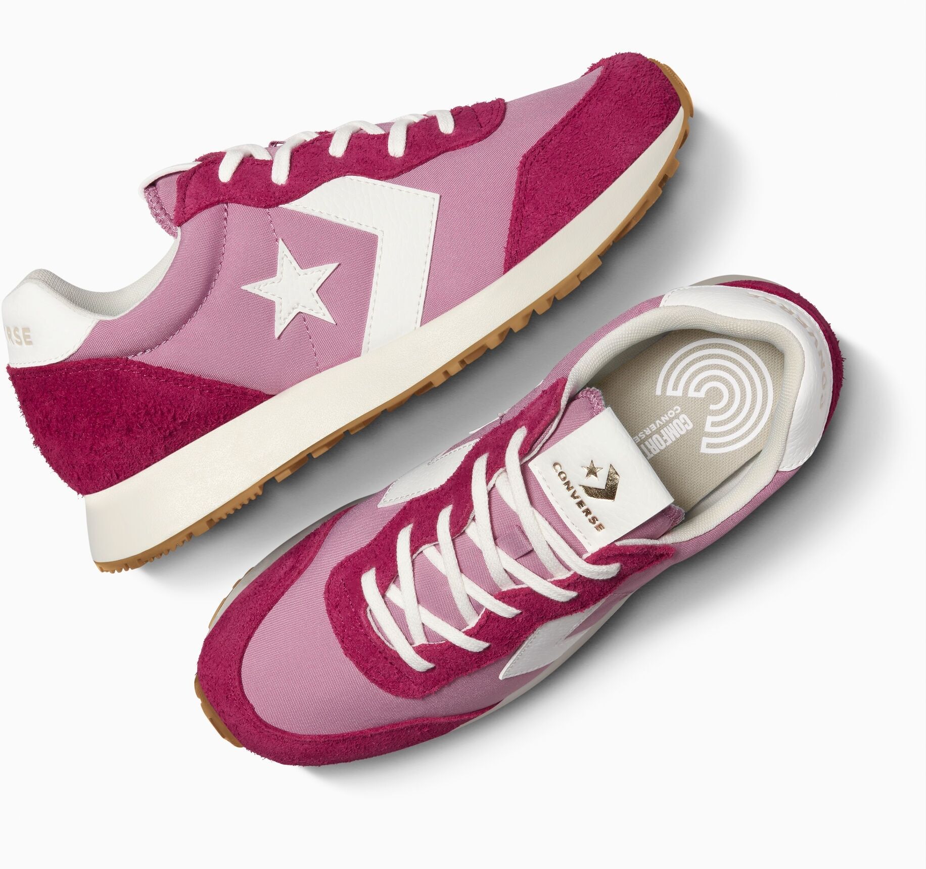 Sneaker CONVERSE "CONVERSE OMEGA TRAINER", Damen, Gr. 38,5, rosa (cliffside rose, sporty berry), Leder, Schuhe Sneaker cliffside rose, sporty berry 38,5