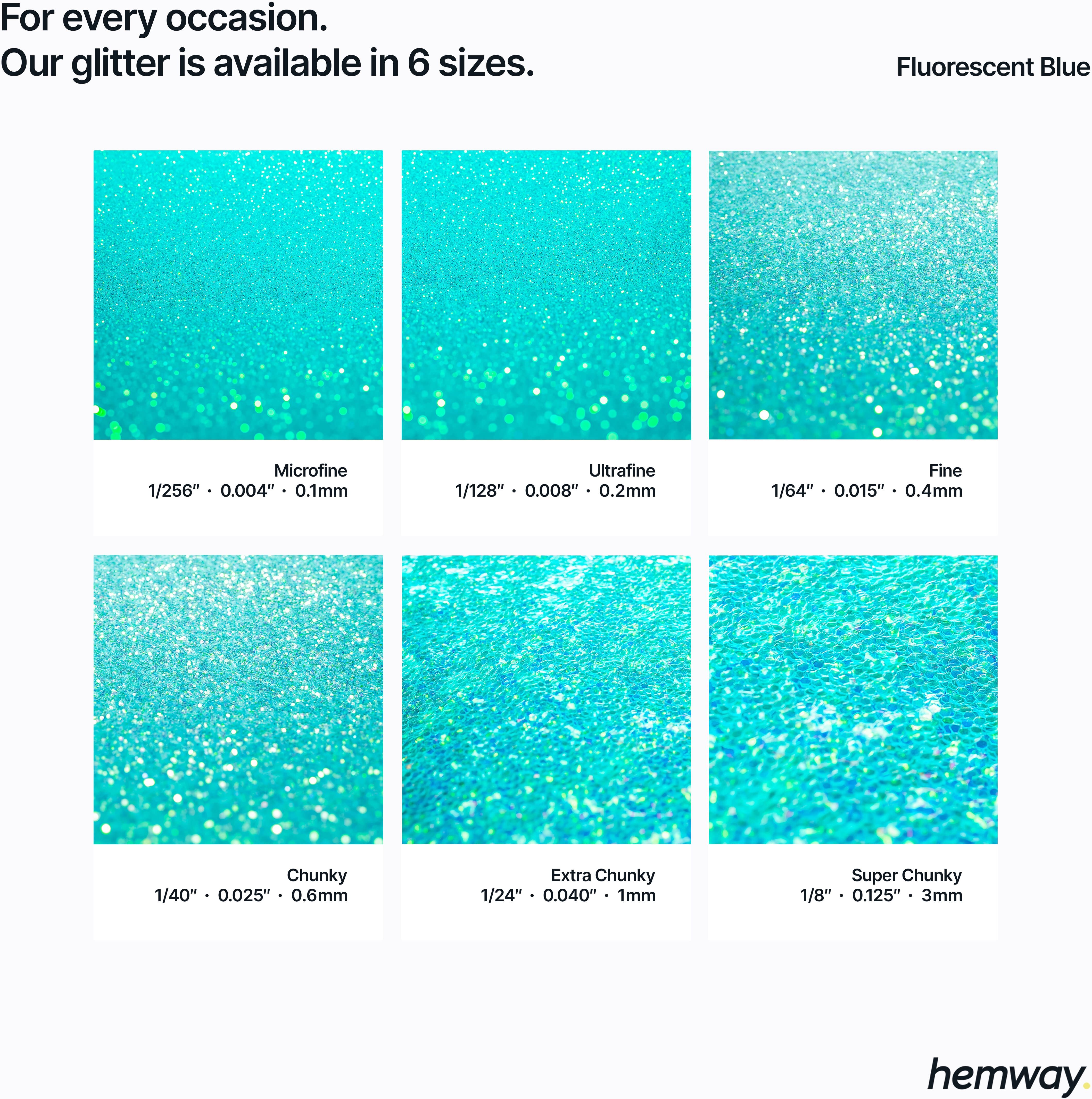 Hemway Multi-Size Glitter Shaker 120g / 4.2oz   Fluorescent Blue   Cosmetic, Festival, Epoxy Resin, Crafts - Fluorescent Blue - Multi-Size 200g