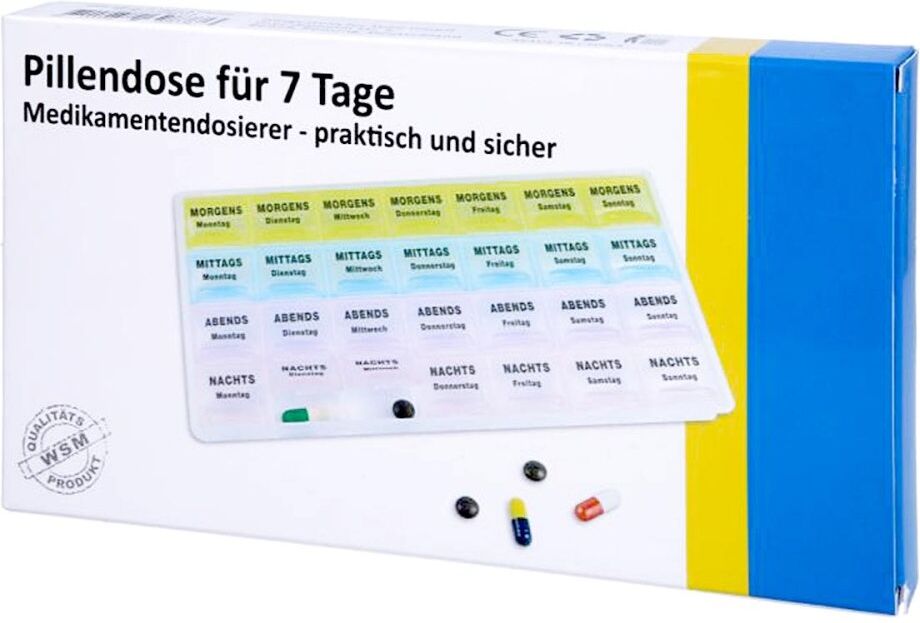 Pillendose 7 Tage+4 Fächer je Tag Kunststoff