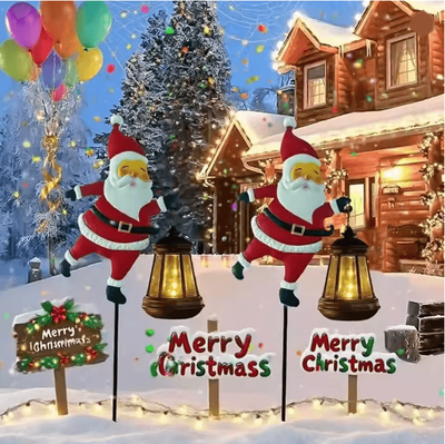Inspire Essentials Santa Solar Kettle Garden Light Outdoor Christmas LED Decor b