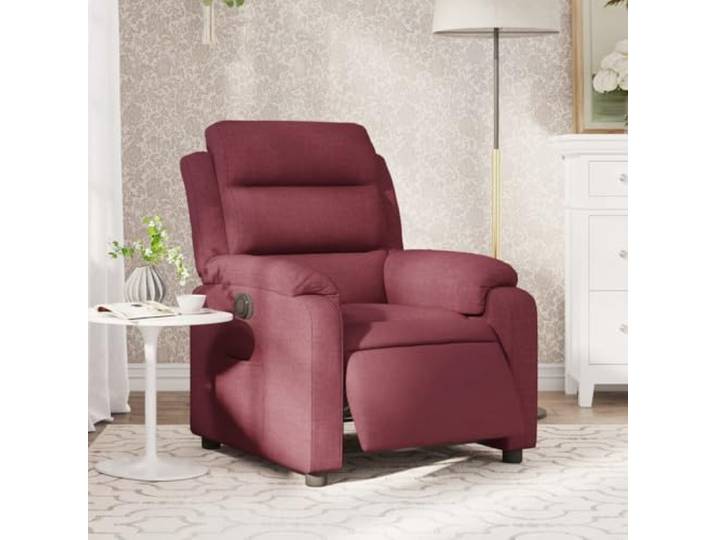 YUTAASU Electric Recliner Chair Wine Red Fabric 135 Degree Recline, Side Pocket, Wood And Metal Frame, 110 kg Capacity