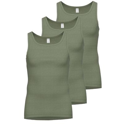 Unterhemd AMMANN "3er Pack Unterhemd Day Classic / Jeans Feinripp", Herren, Gr. 10, N-Gr, grün (forst), Obermaterial: 75% Baumwolle CO. 25% Polyester PES., Unterhemden Unterhemd
