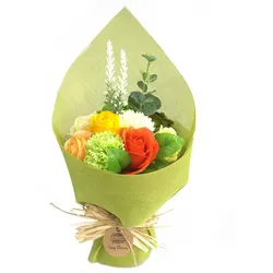 Standing Soap Flower Bouquet - Green Yellow