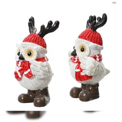 Christmas Decorations Christbaumschmuck Eule Keramik 8,6cm Figur 1 Stück sortiert Weihnachtsbaum Anhänger Weihnachten Weihnachtsbaumschmuck Vogel Waldeule Uhu Weiß Rot