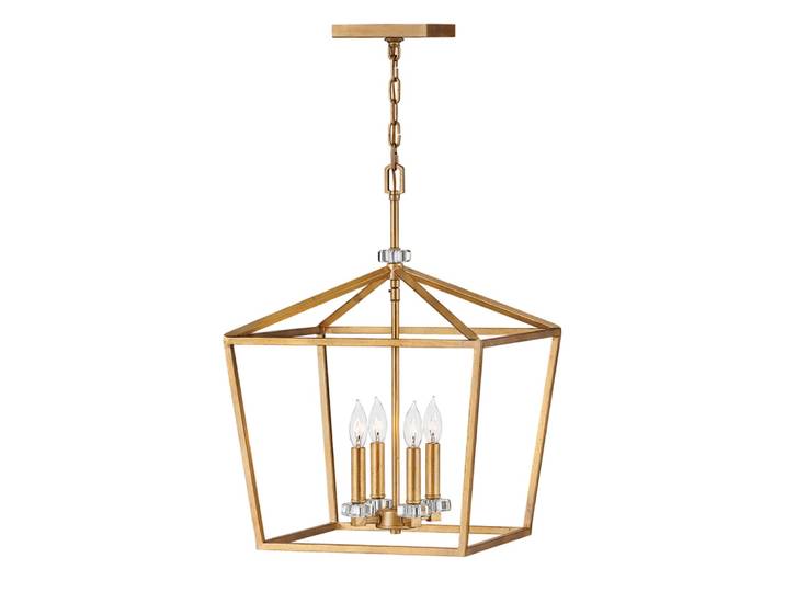 Suspension en acier et cristal finition laiton vieilli