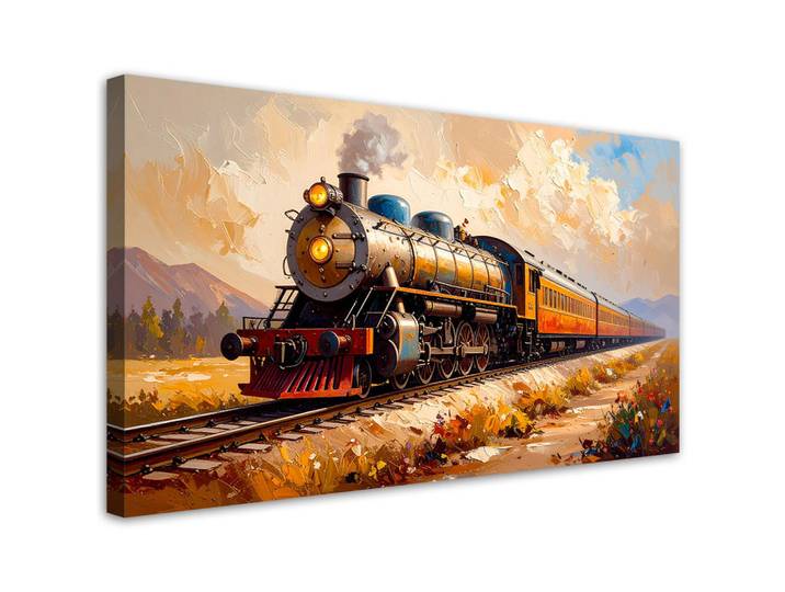 Feeby Leinwandbild Personenzug 120x60cm, Beige, Fahrzeuge, Rechteckig, 120x60 cm, Bilder & Rahmen, Bilder, Leinwandbilder