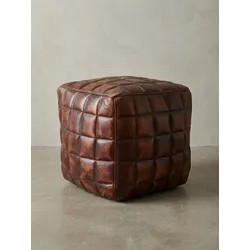 Sitzwürfel – Echtleder Braun, 39x41x39 cm, orientalisches Design