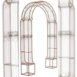 DELUKE Rosenbogen BIRGER 163x34x239,5cm, Metall, Antik-Braun Rankhilfe Rosen Rankgitter Gartendekoration